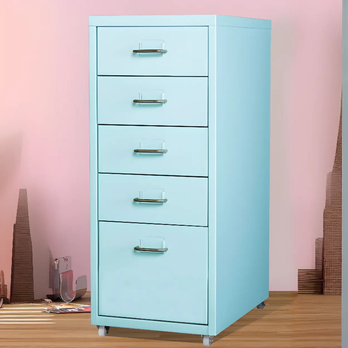 Soft Close Drawers Vertical Filing Cabinet with Casters Image - 13