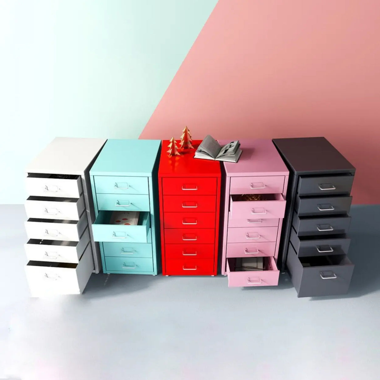 Soft Close Drawers Vertical Filing Cabinet with Casters Image - 2