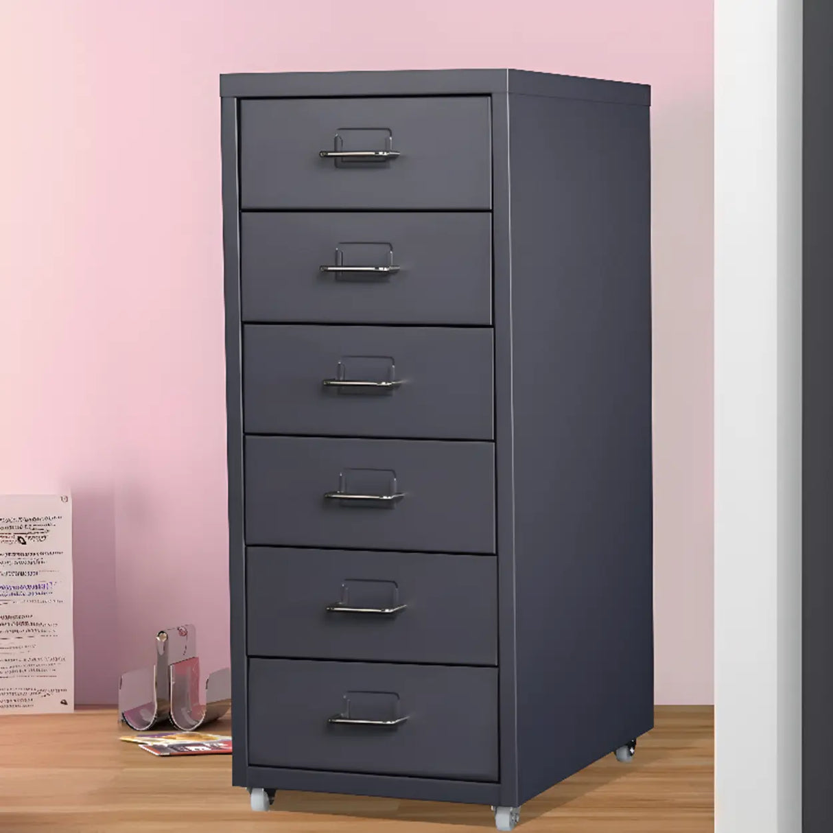 Soft Close Drawers Vertical Filing Cabinet with Casters Image - 28