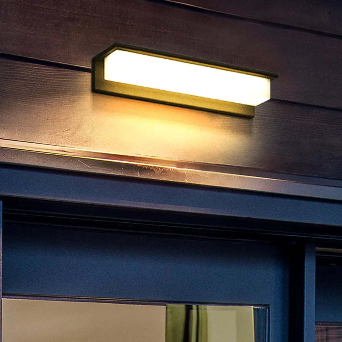 Solar Black Rectangular LED Outdoor Wall Light Image - 1