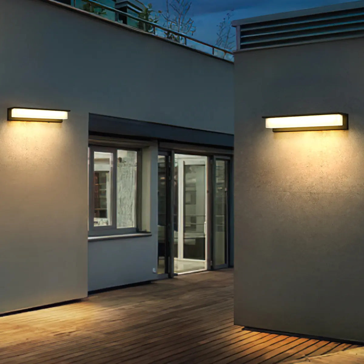Solar Black Rectangular LED Outdoor Wall Light Image - 5