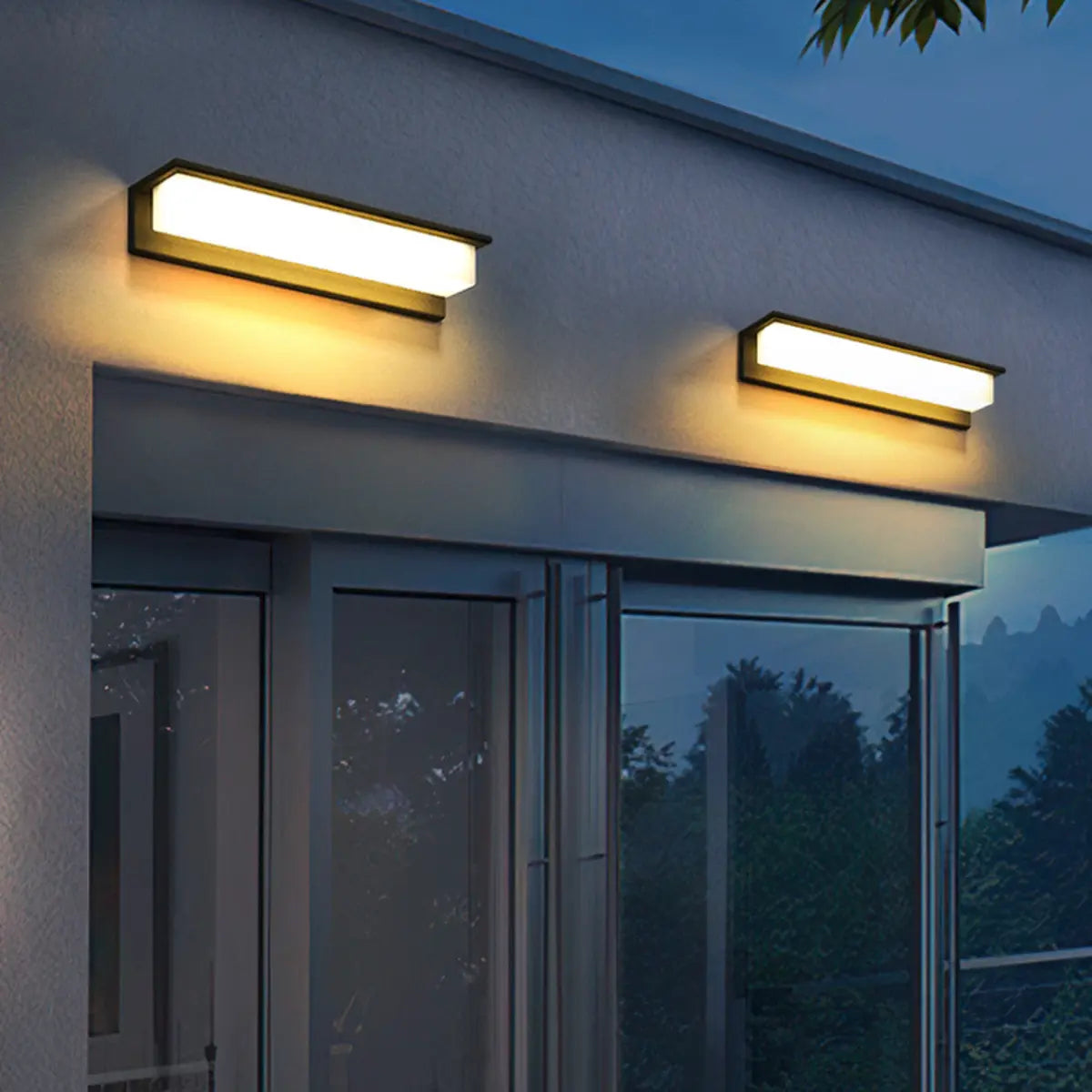 Solar Black Rectangular LED Outdoor Wall Light Image - 6