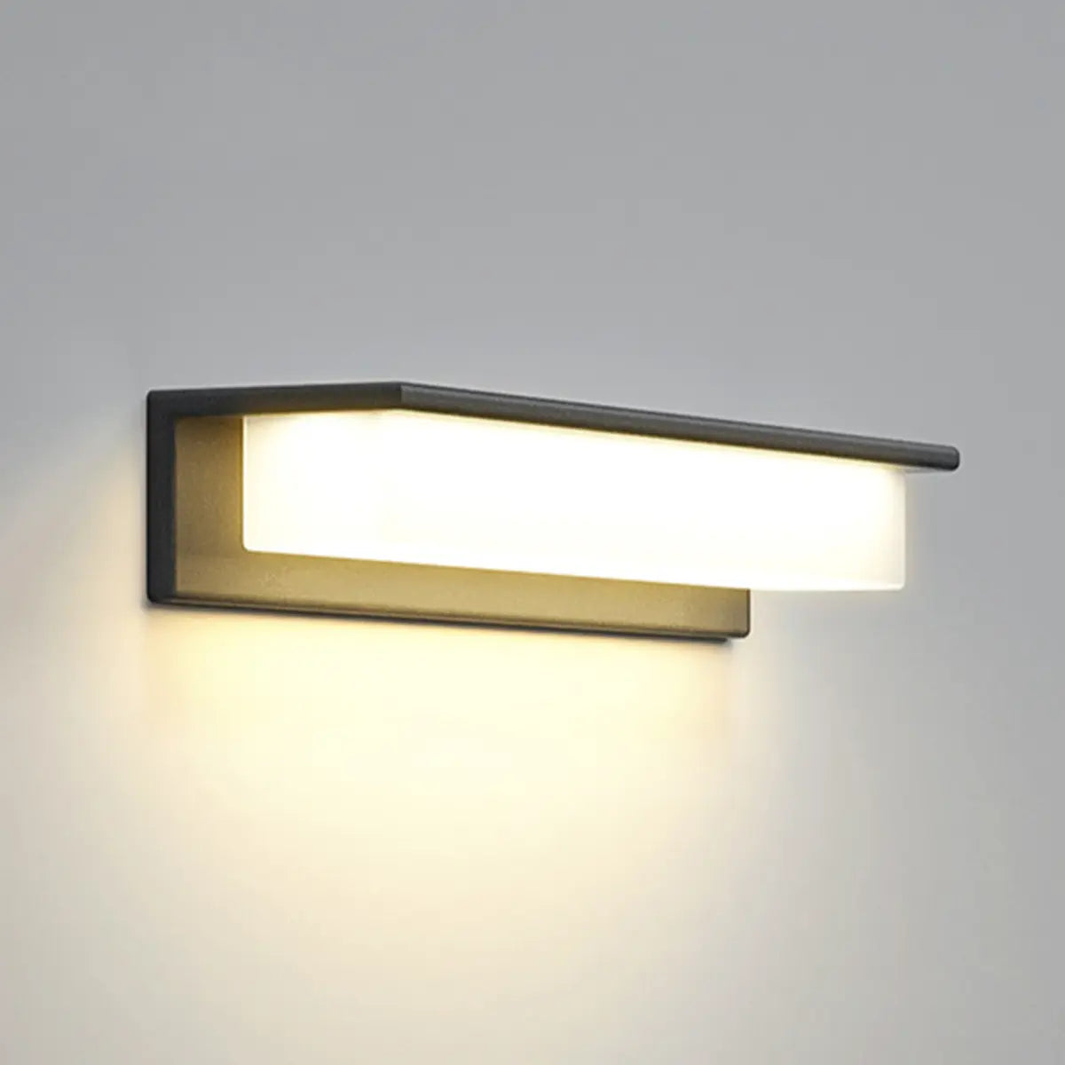 Solar Black Rectangular LED Outdoor Wall Light Image - 7