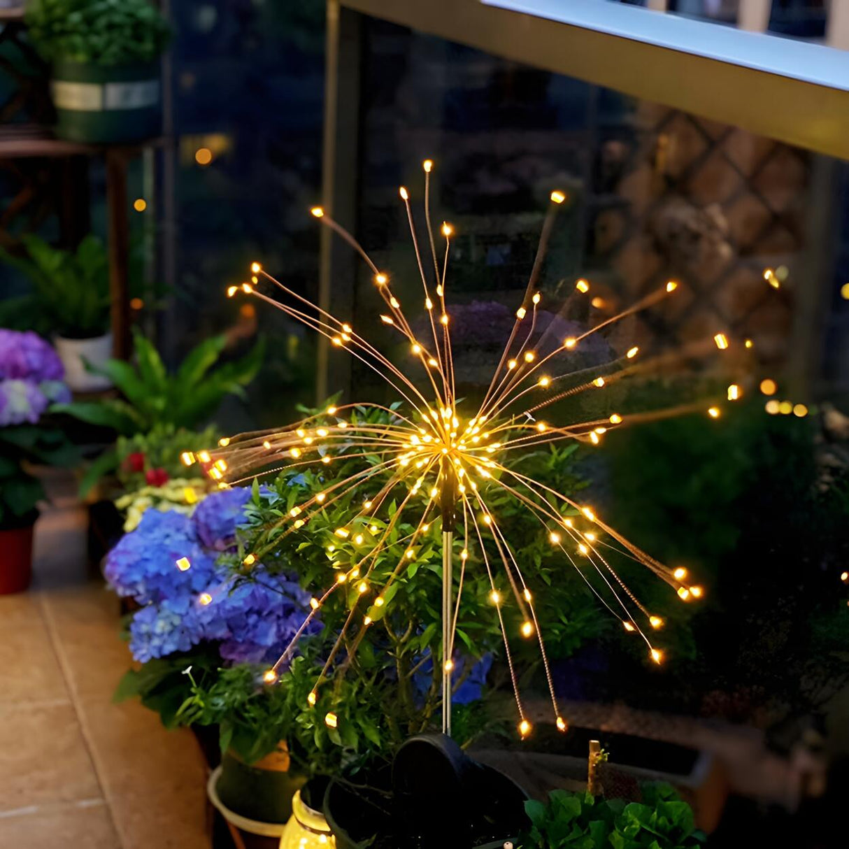 Solar Fiber Optic Garden Fireworks Landscape Lighting Image - 3