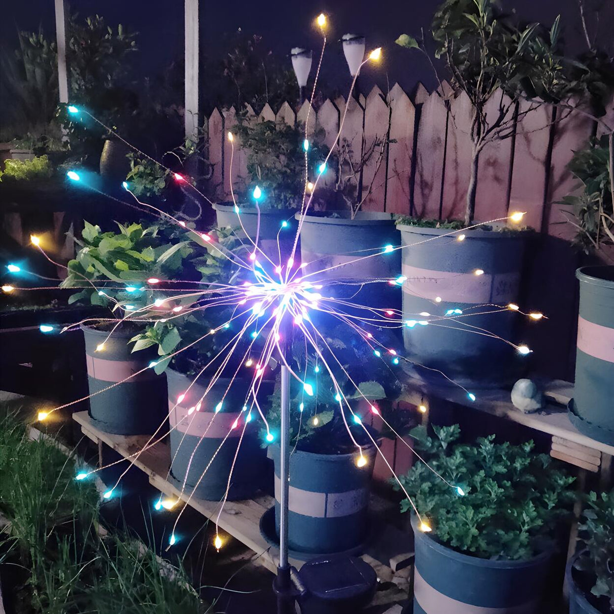 Solar Fiber Optic Garden Fireworks Landscape Lighting Image - 9