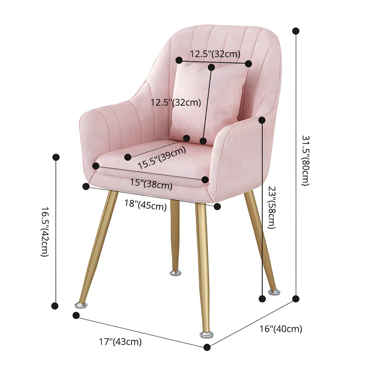 Solid Back Metal Leg Upholstered Dining Arm Chair