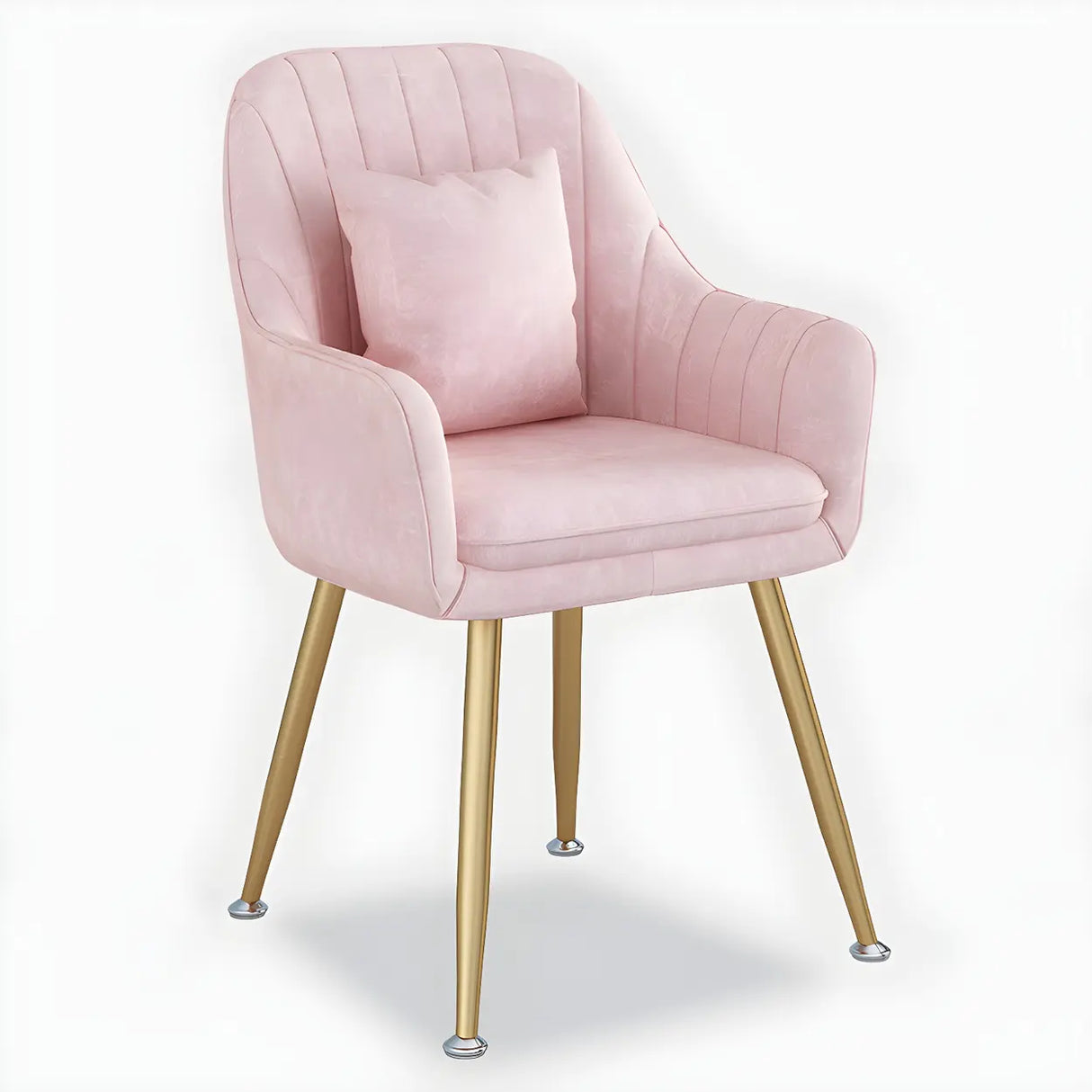 Solid Back Metal Leg Upholstered Dining Arm Chair Image - 7