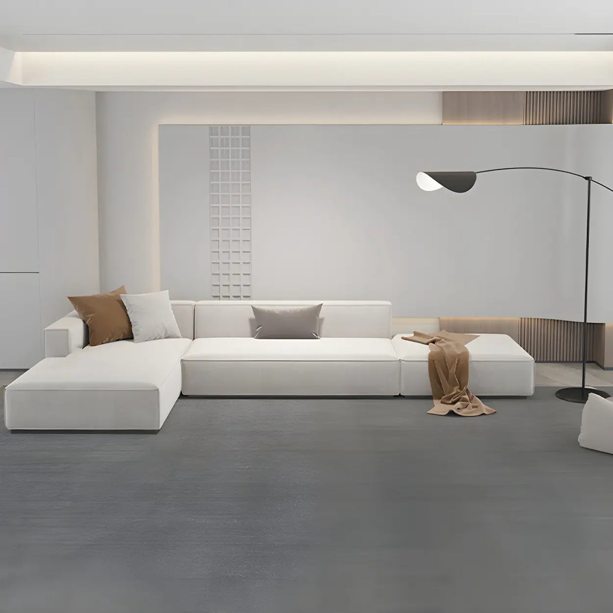 Solid Color Gray Modern Rectangular Polyester Area Rug Image - 12