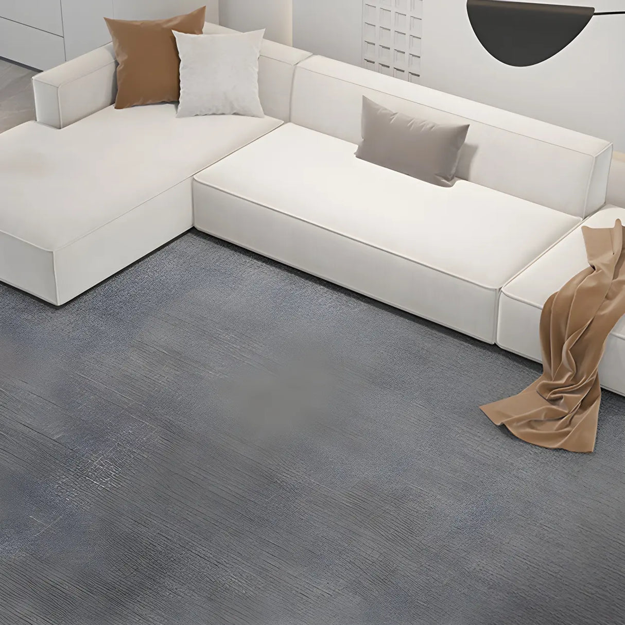 Solid Color Gray Modern Rectangular Polyester Area Rug Image - 8