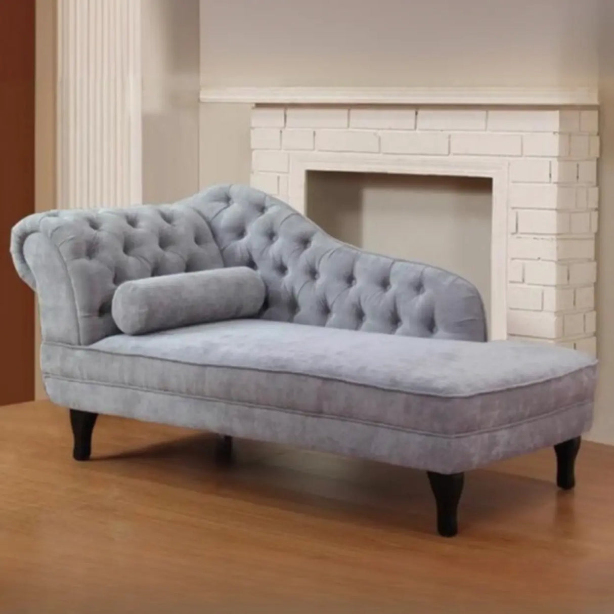 Solid Color Large Tufted Velvet Standard Chaise Lounge Sofa Image - 3