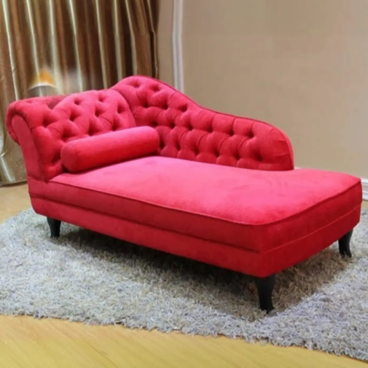 Solid Color Large Tufted Velvet Standard Chaise Lounge Sofa Image - 5