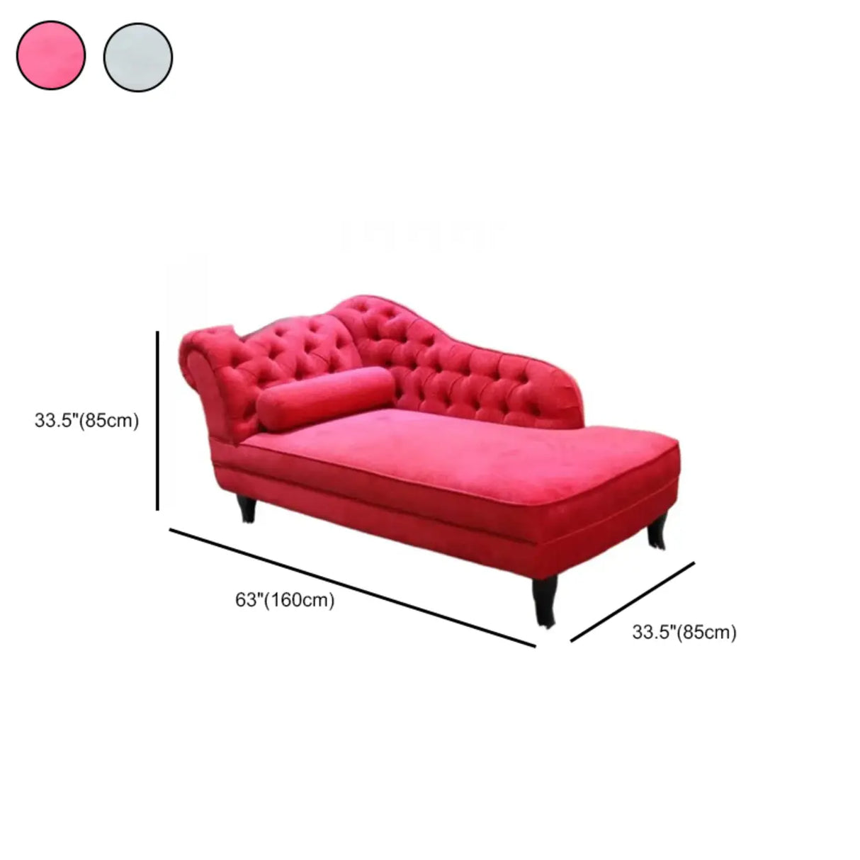 Solid Color Large Tufted Velvet Standard Chaise Lounge Sofa