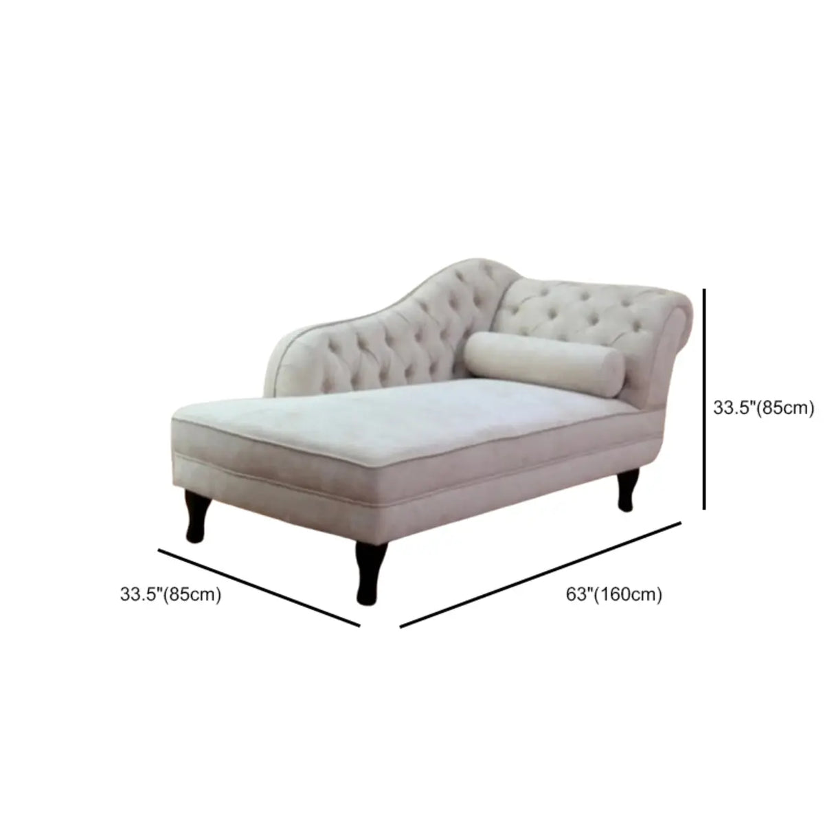 Solid Color Large Tufted Velvet Standard Chaise Lounge Sofa Image - 9