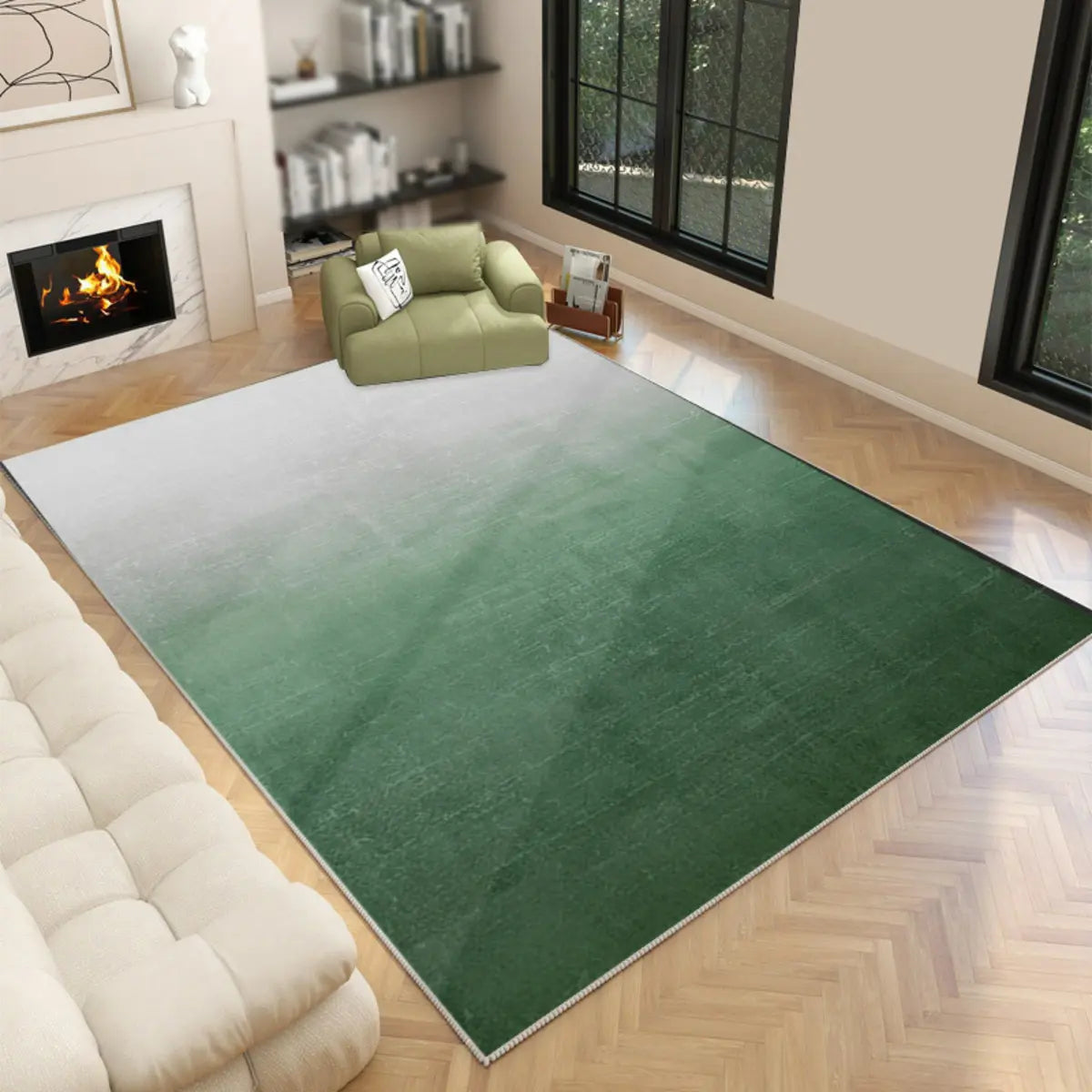 Solid Color Polyester Black Rectangular Area Rug Image - 7