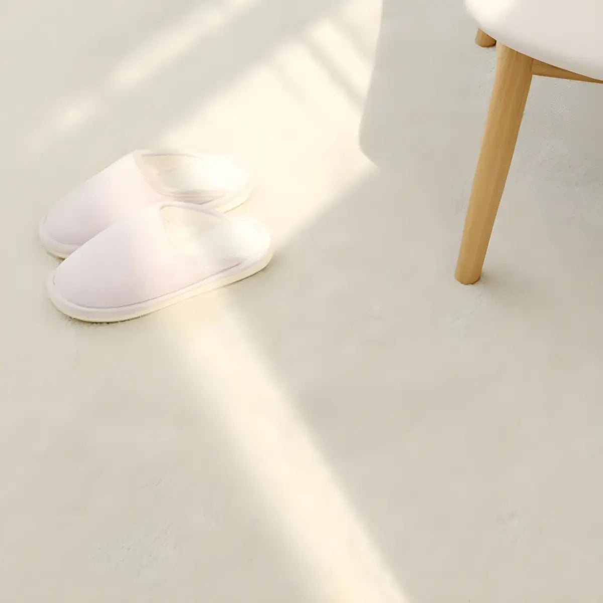 Solid Color Rectangular Polyester Beige Bedroom Area Rug Image - 4