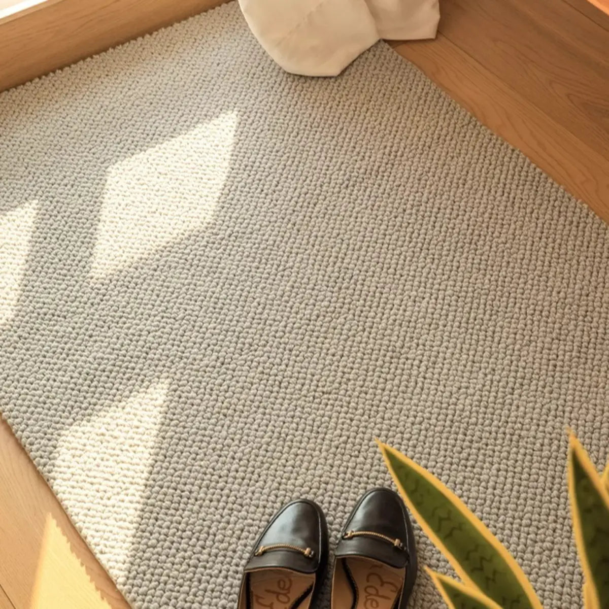 Solid Color Rectangular Polyester Gray Medium Area Rug Image - 4