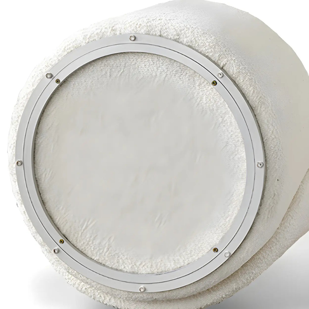 Solid Color White Round Wool Vanity Stool with Backrest Image - 11