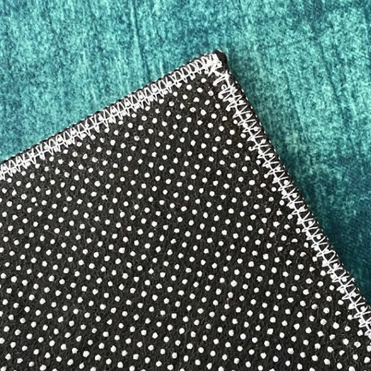 Solid Green Rectangular Polyester Anti-Slip Area Rug Image - 6