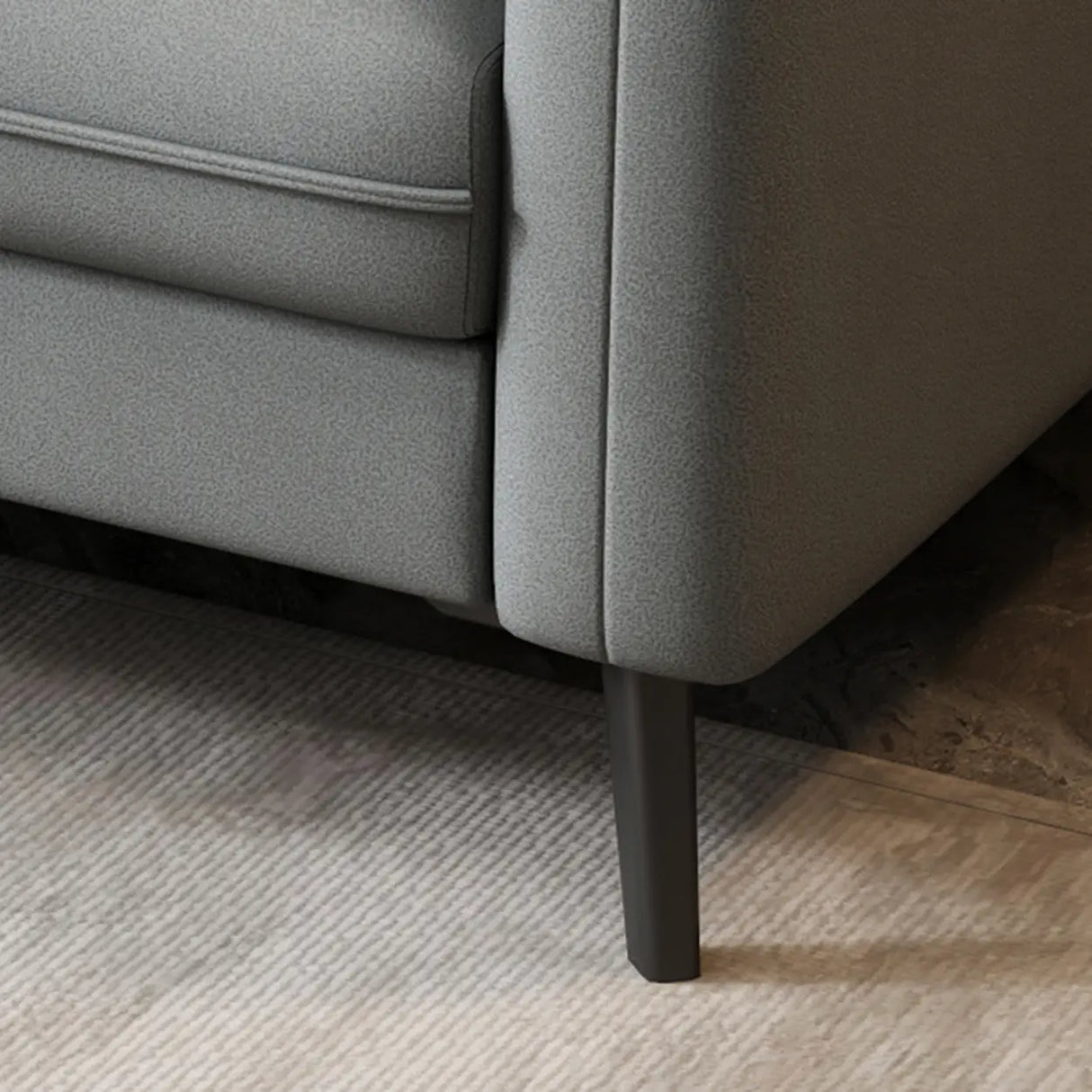 Solid Grey Water Resistant Leather Square Arm Sofa Image - 10