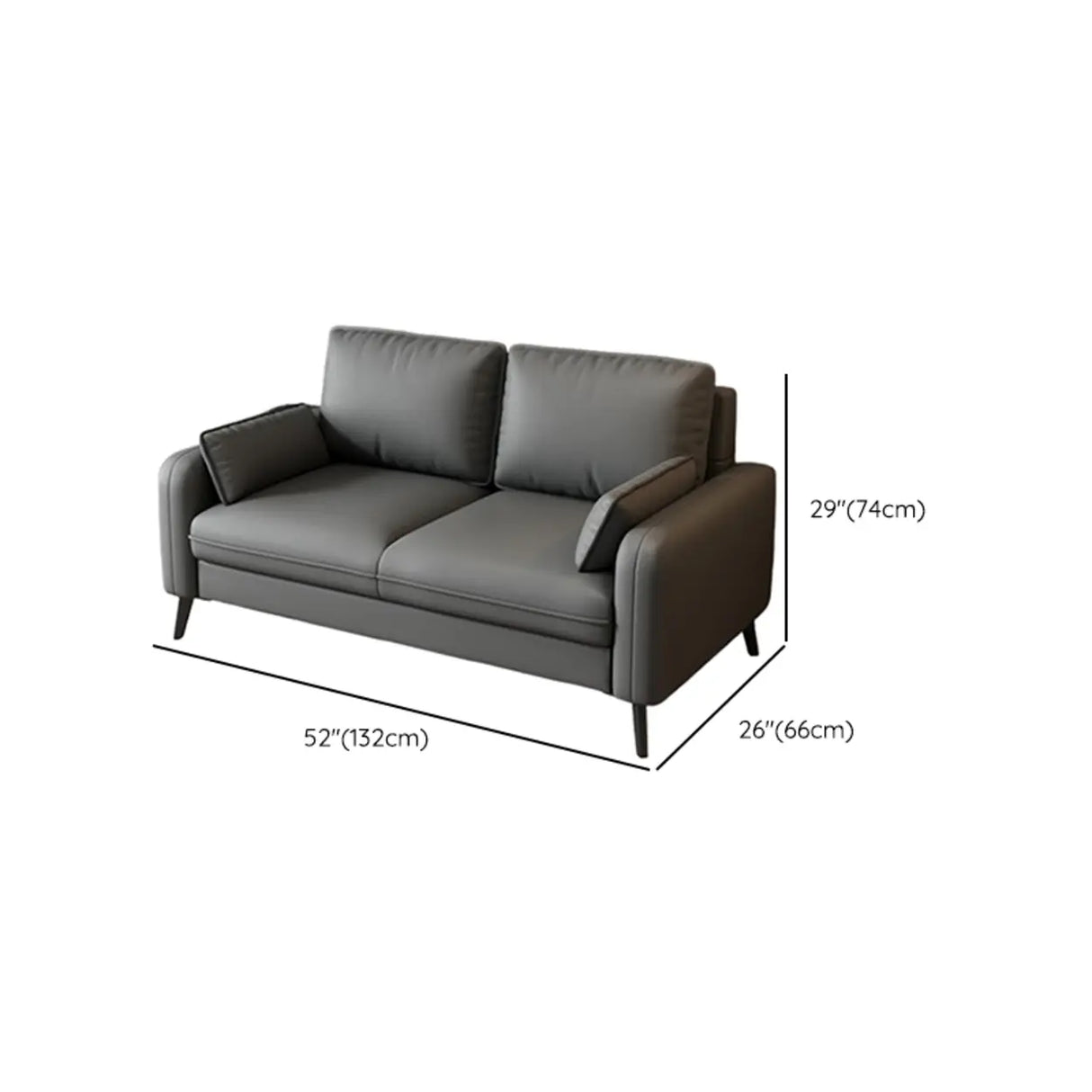 Solid Grey Water Resistant Leather Square Arm Sofa Image - 12