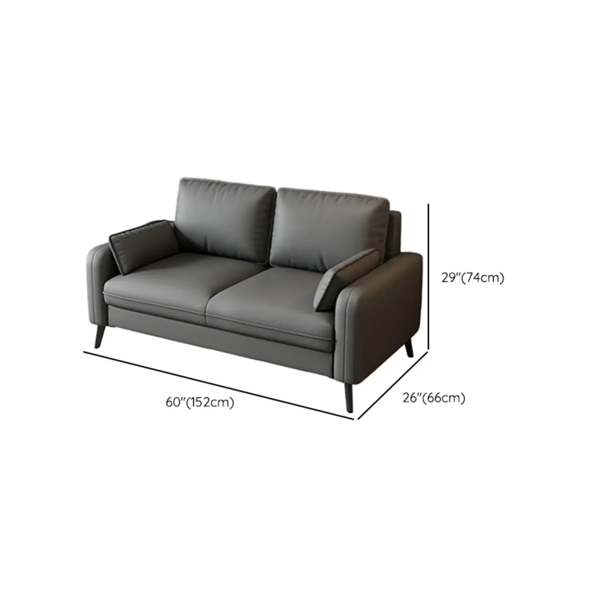 Solid Grey Water Resistant Leather Square Arm Sofa Image - 13