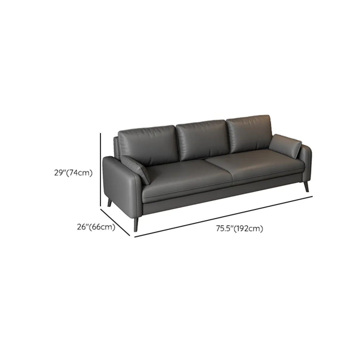 Solid Grey Water Resistant Leather Square Arm Sofa Image - 15