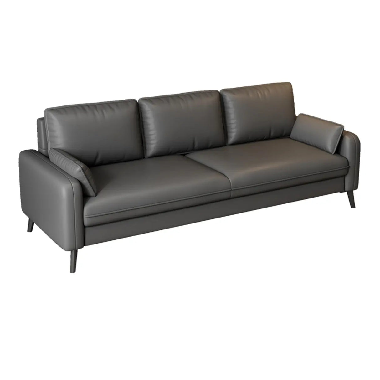 Solid Grey Water Resistant Leather Square Arm Sofa Image - 6