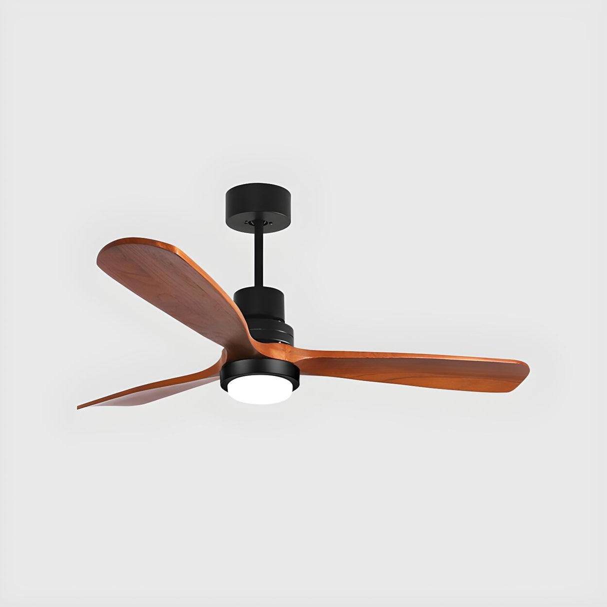 Solid Wood 3 Blades Remote Ceiling Fan with LED Light Image - 10