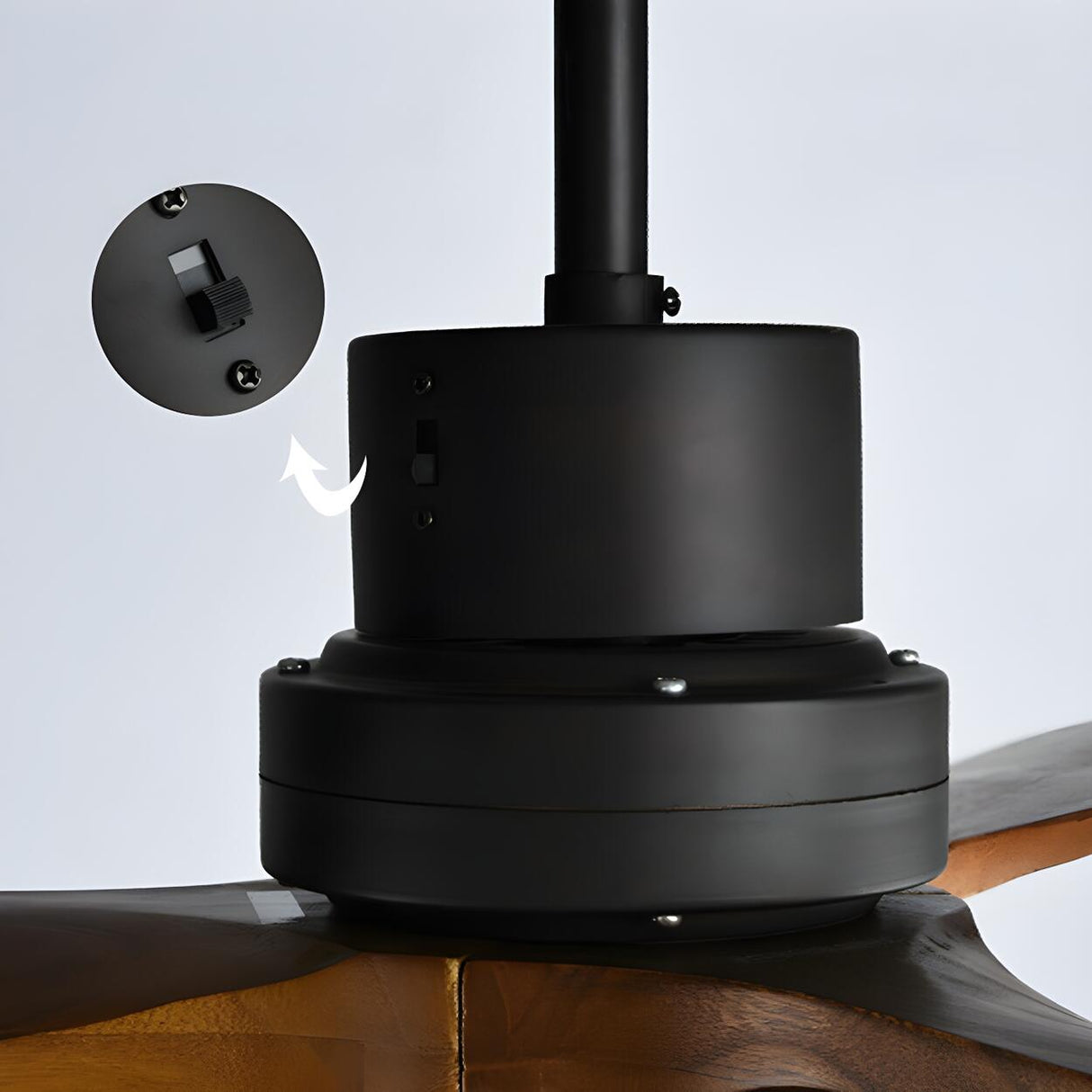 Solid Wood 3 Blades Remote Ceiling Fan with LED Light Image - 14