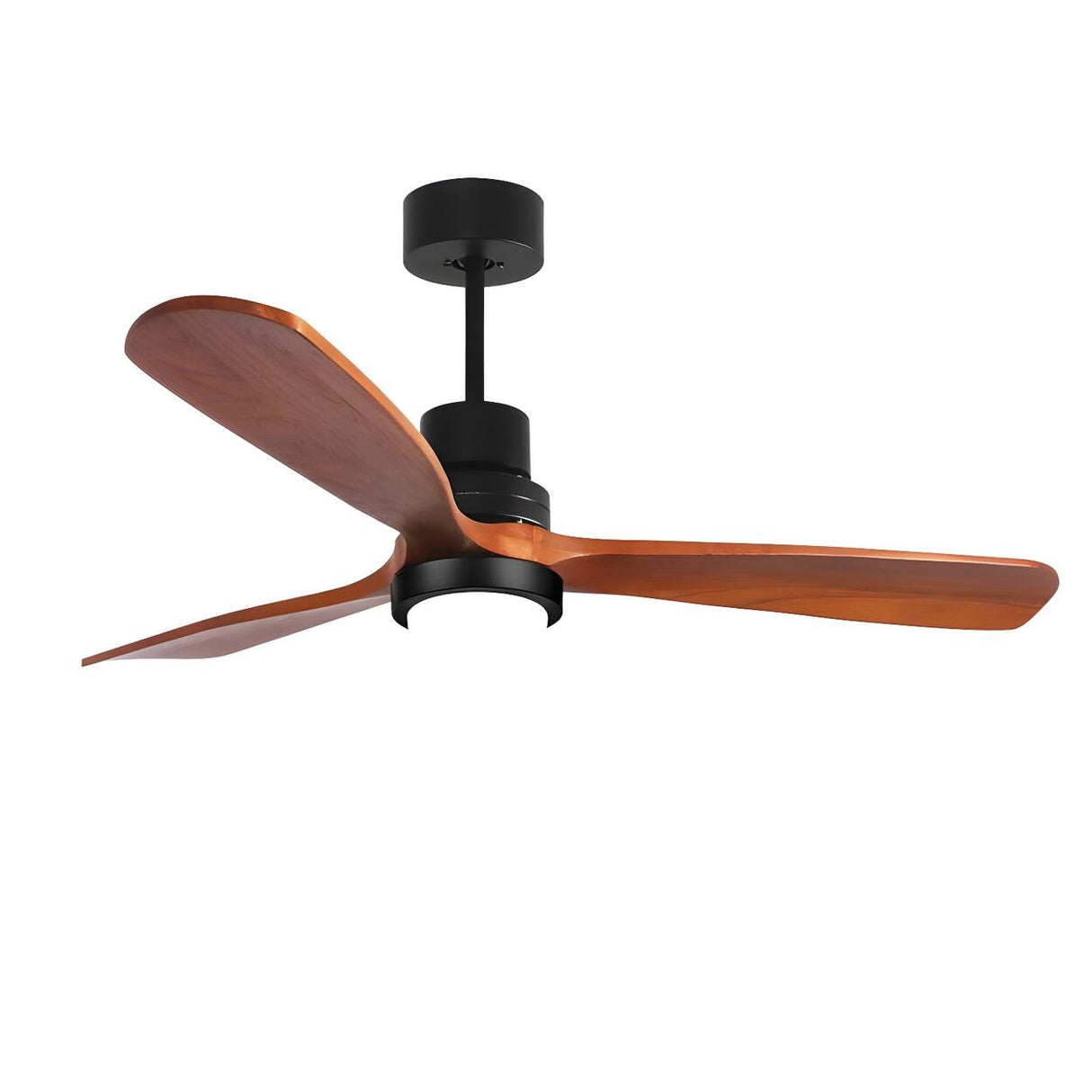 Solid Wood 3 Blades Remote Ceiling Fan with LED Light Image - 5
