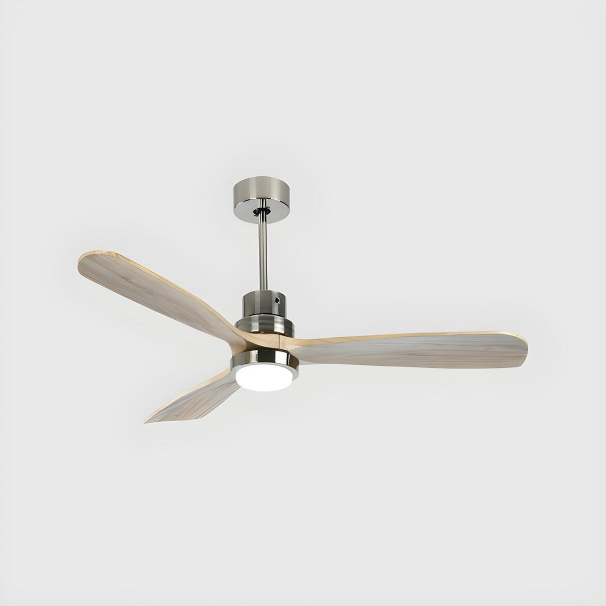 Solid Wood 3 Blades Remote Ceiling Fan with LED Light Image - 6