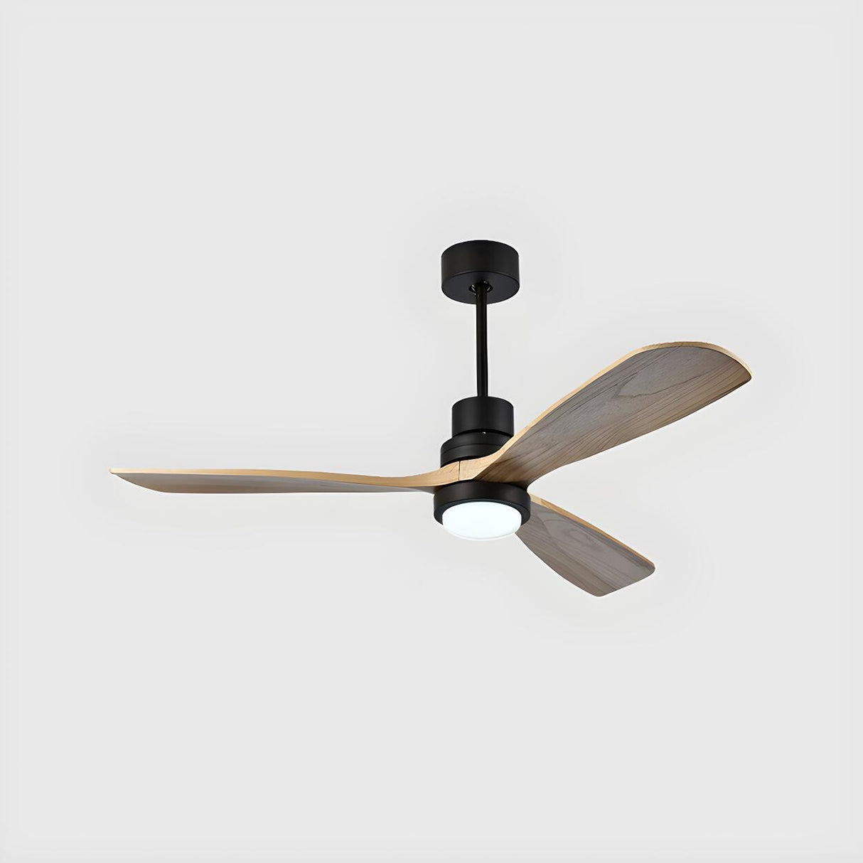 Solid Wood 3 Blades Remote Ceiling Fan with LED Light Image - 7