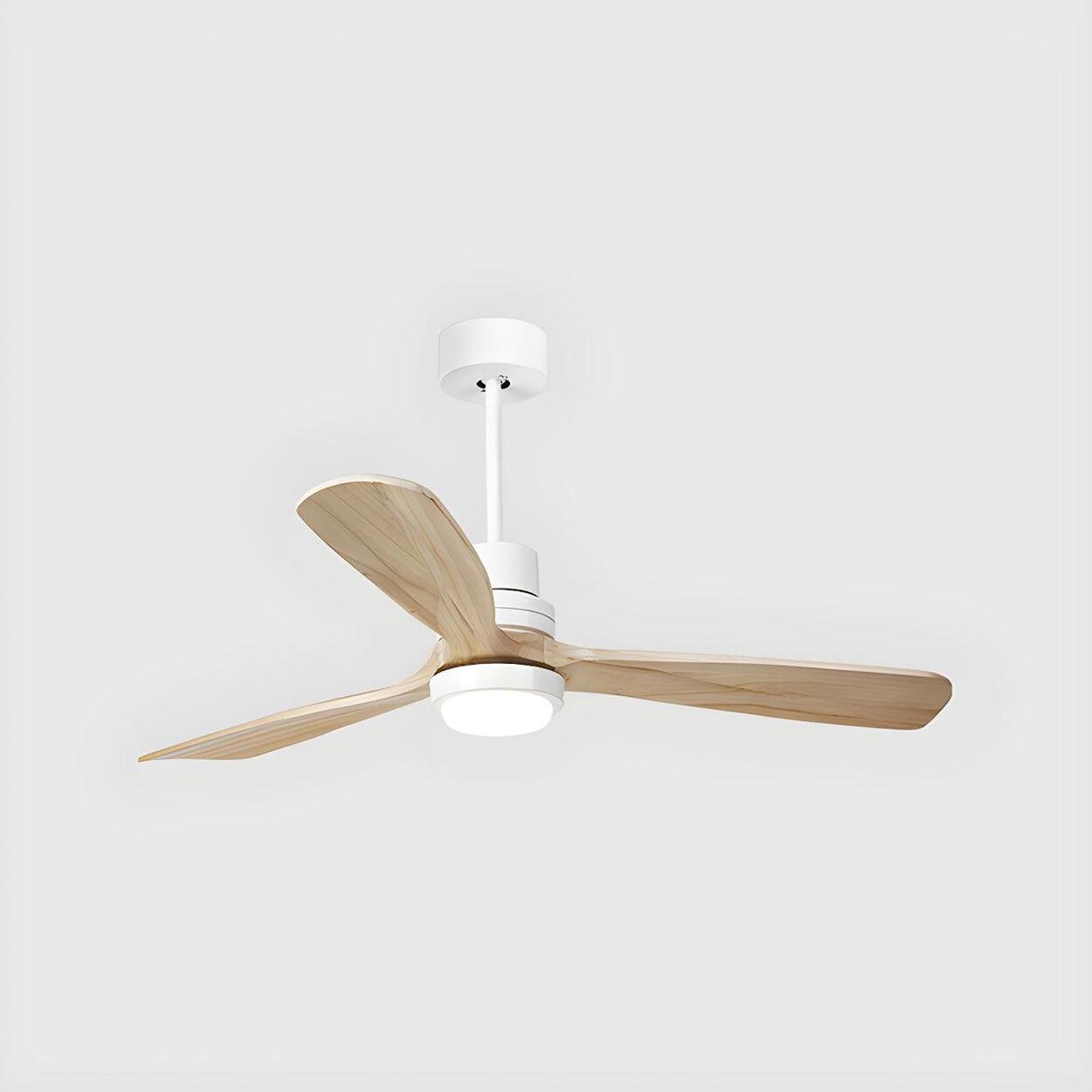 Solid Wood 3 Blades Remote Ceiling Fan with LED Light Image - 8