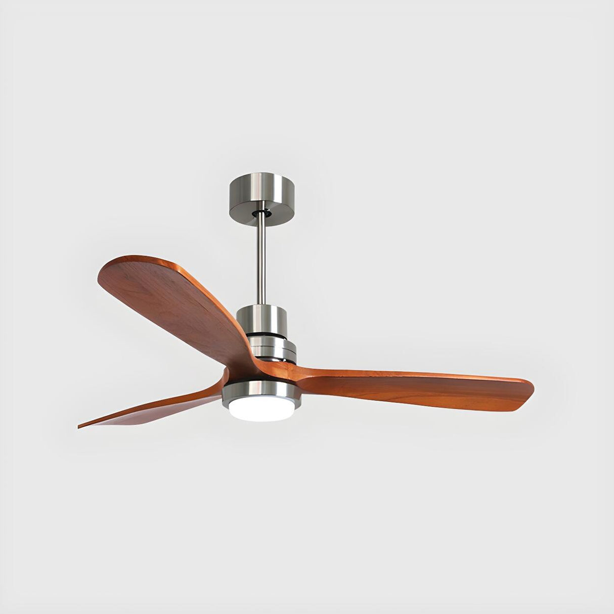 Solid Wood 3 Blades Remote Ceiling Fan with LED Light Image - 9