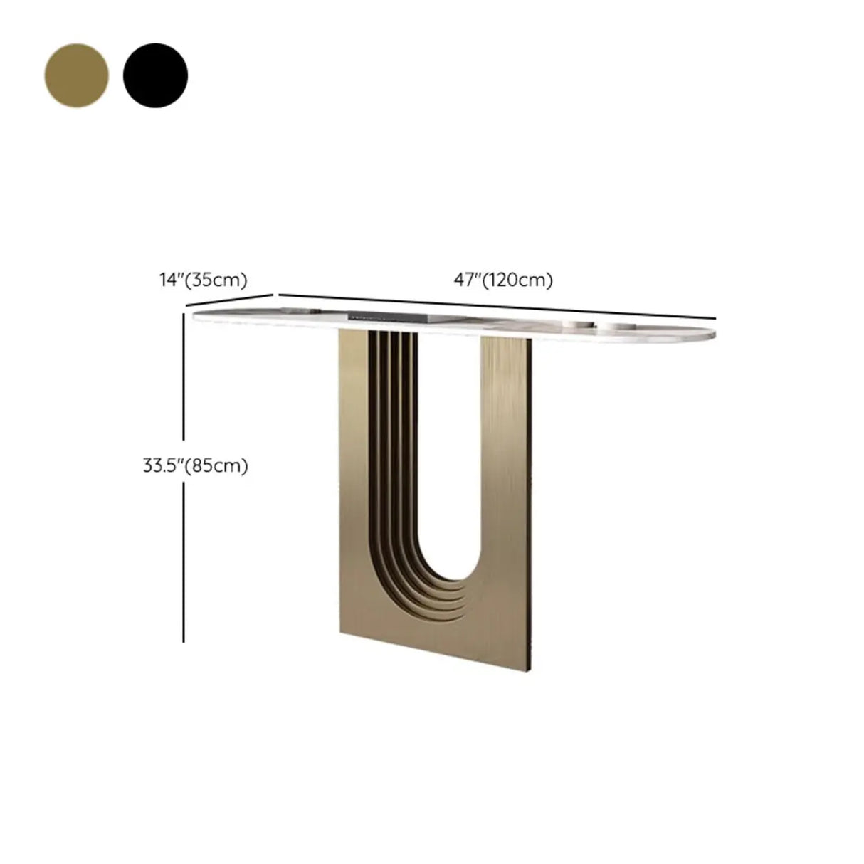 Sophisticated Abstract White Oval Marble Console Table Image - 12