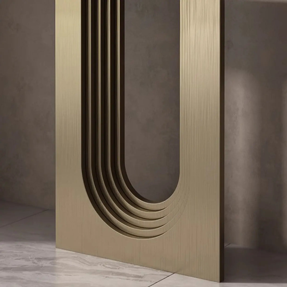 Sophisticated Abstract White Oval Marble Console Table Image - 8