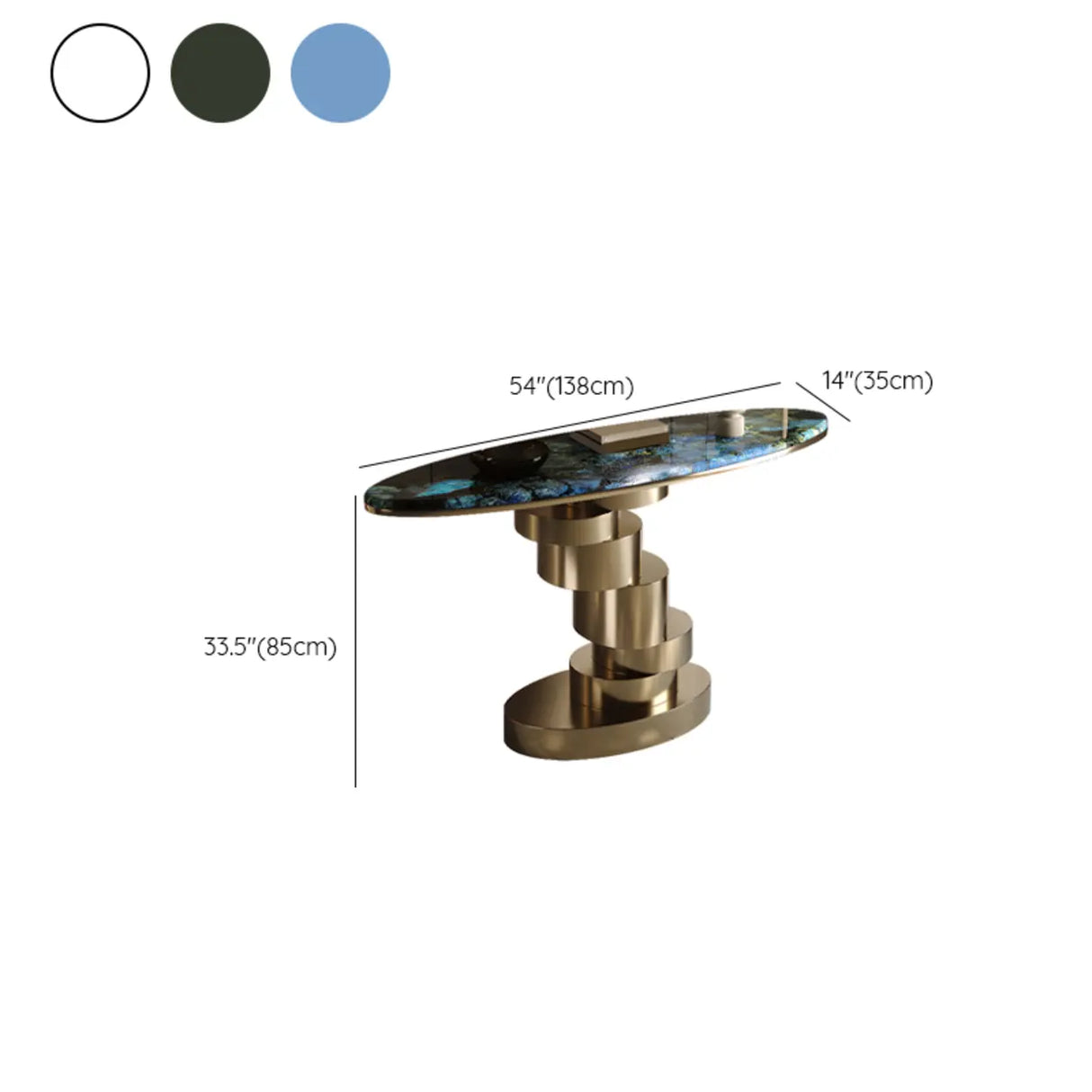 Sophisticated Oval Marble and Gold Decorative Console Table Image - 10