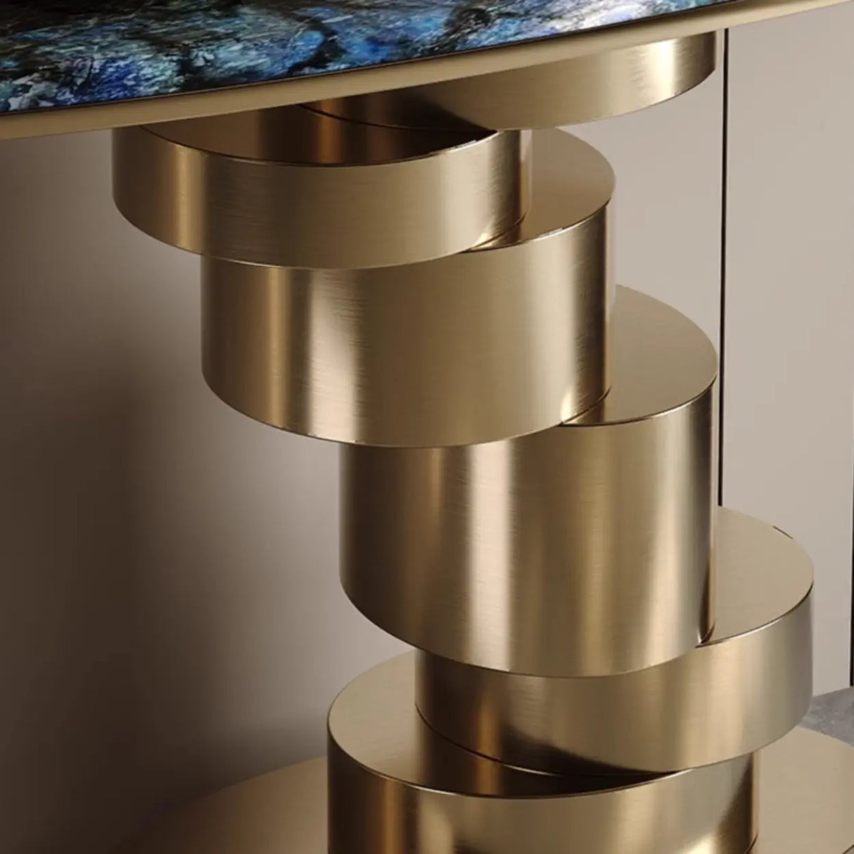 Sophisticated Oval Marble and Gold Decorative Console Table Image - 3