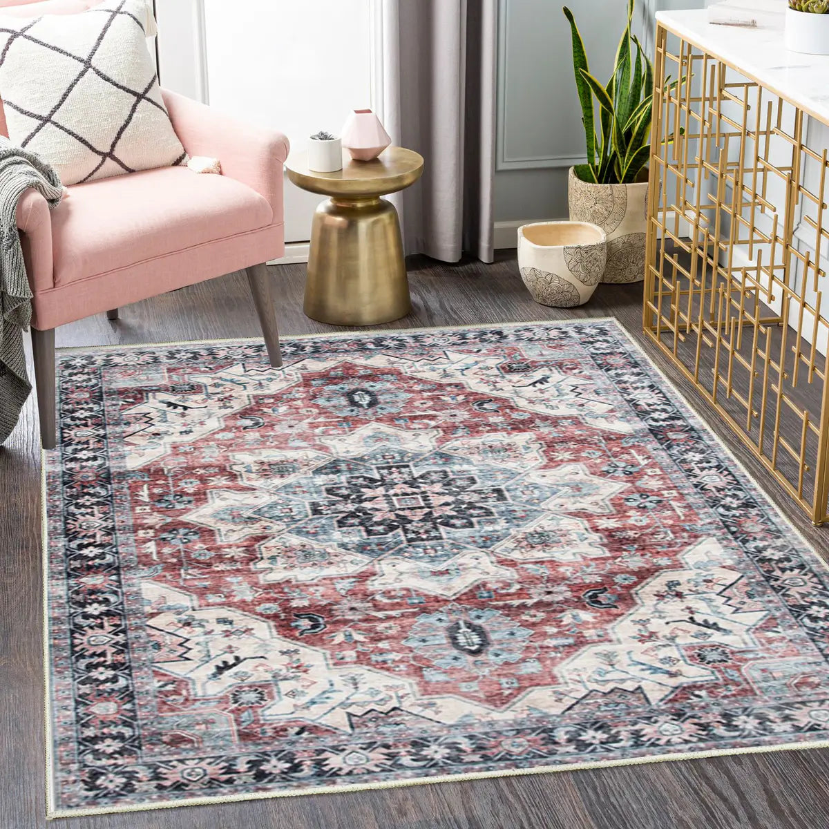 Southwestern Mandala Fabric Multicolor Area Rug Image - 2