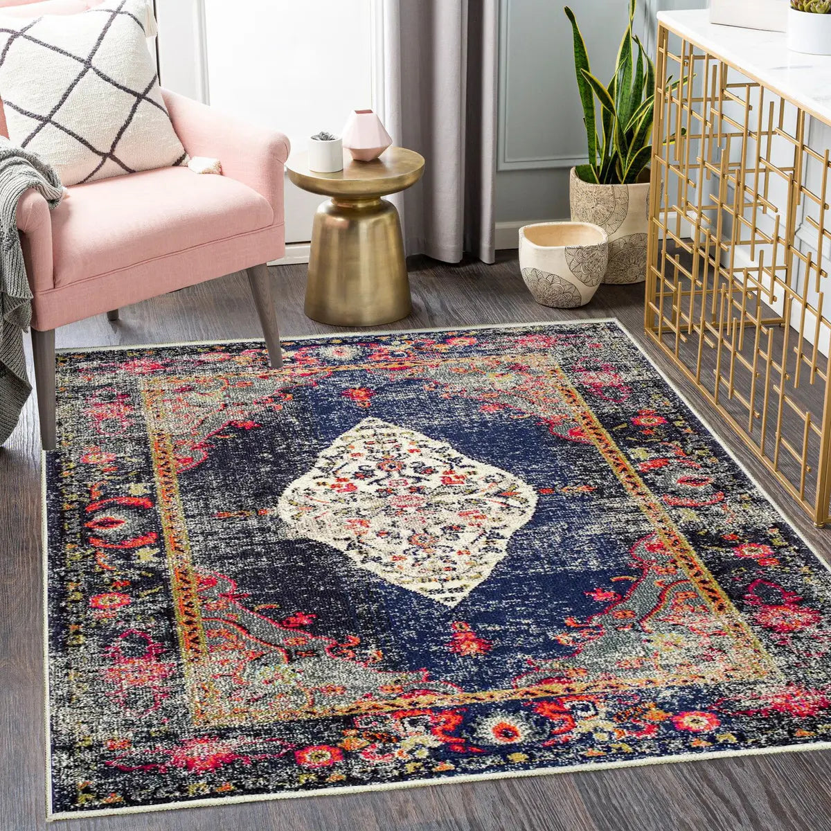 Southwestern Mandala Fabric Multicolor Area Rug Image - 3