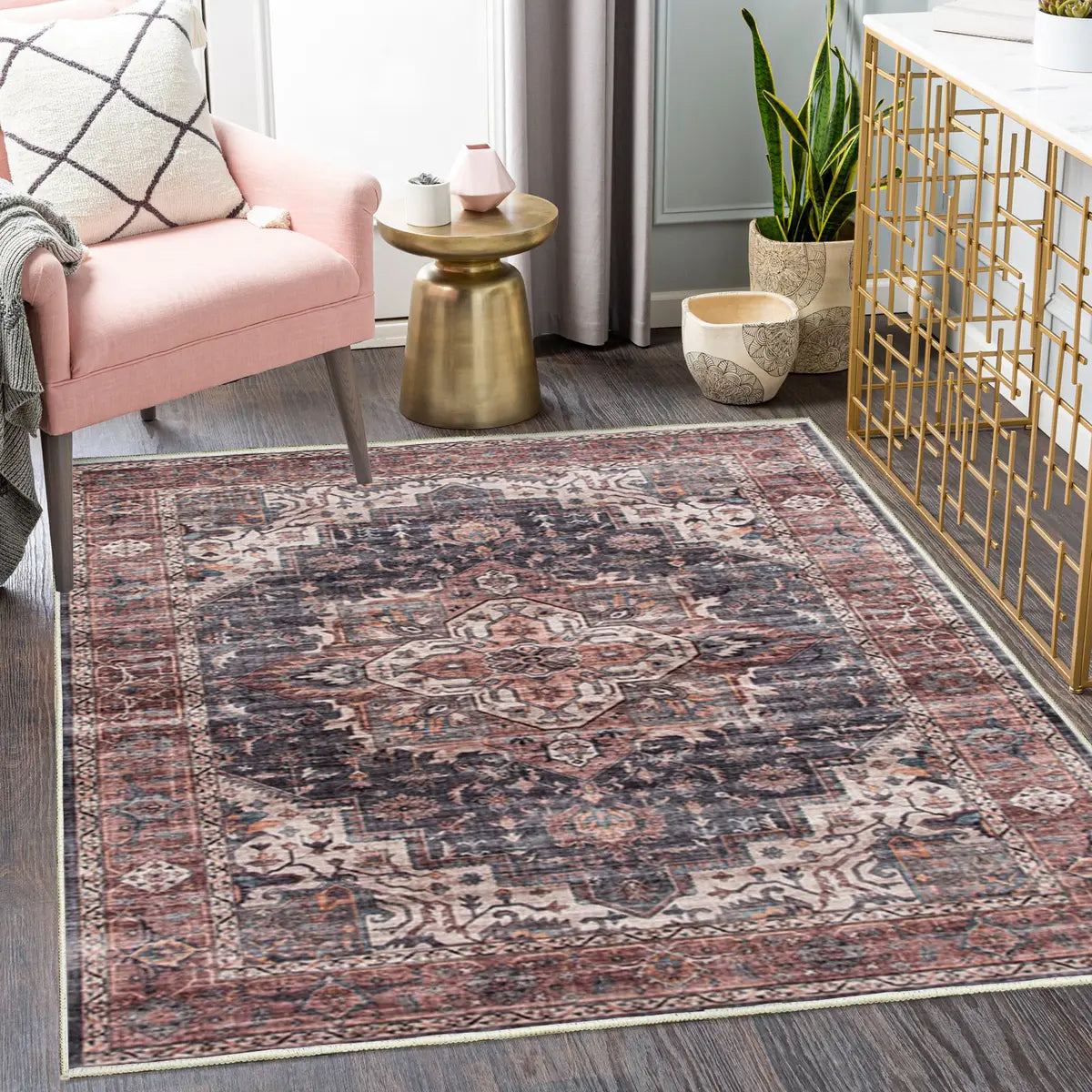 Southwestern Mandala Fabric Multicolor Area Rug Image - 5