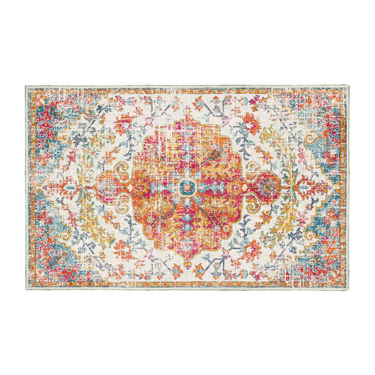 Southwestern Mandala Fabric Multicolor Area Rug Image - 6