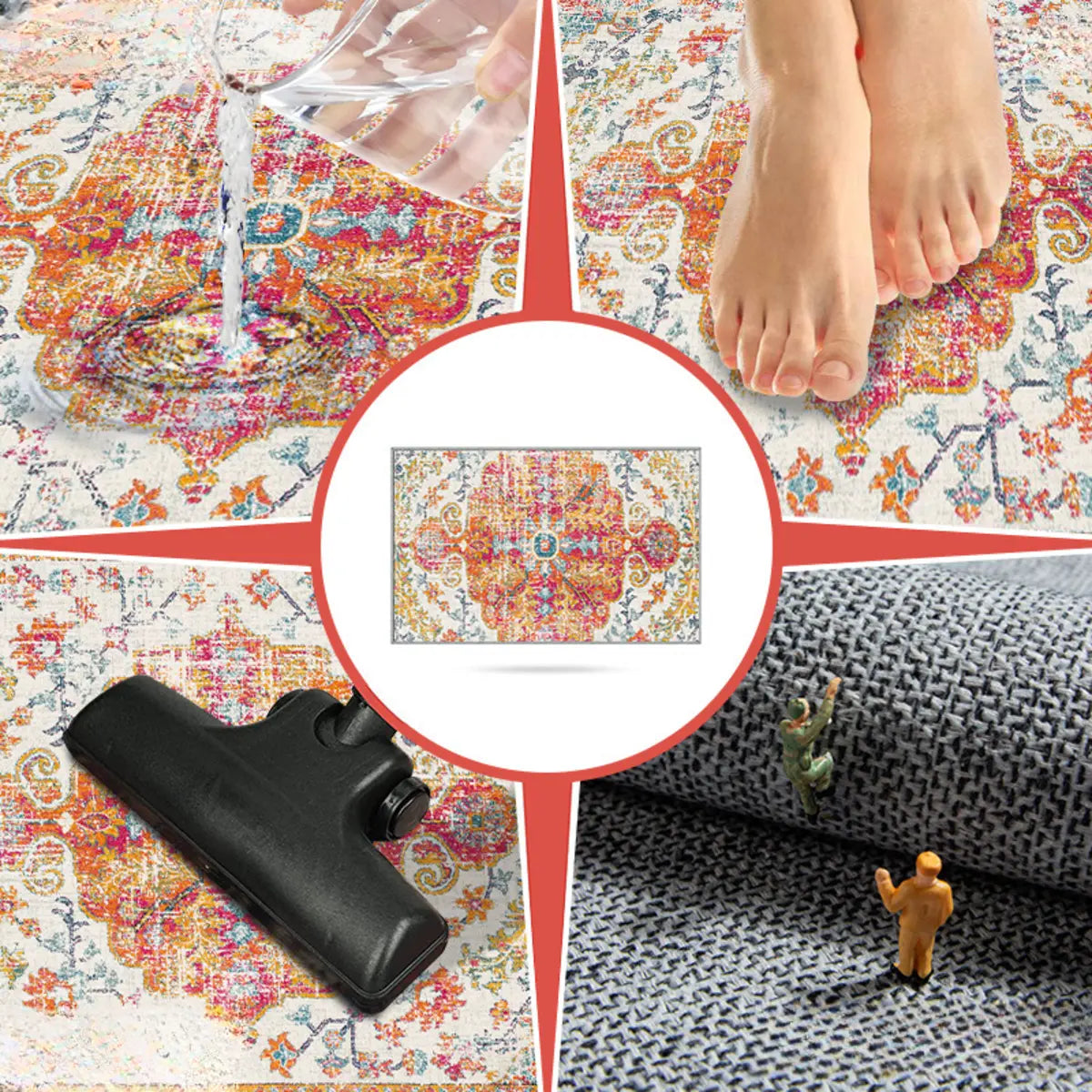 Southwestern Mandala Fabric Multicolor Area Rug Image - 8