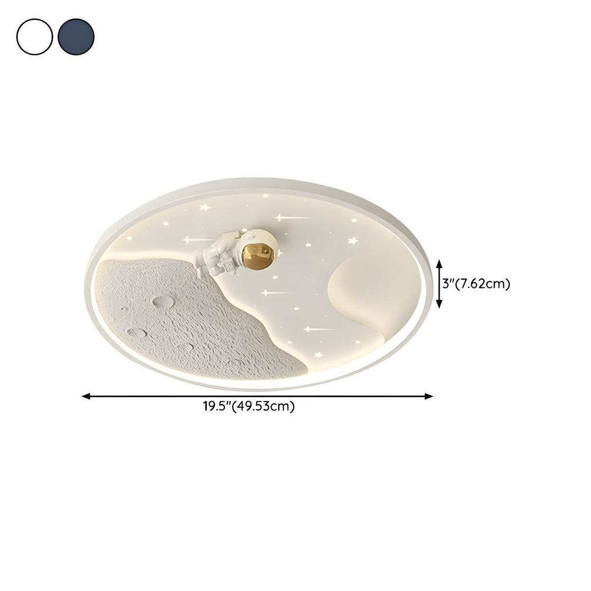 Space Astronaut Blue Round Flush Mount Light Kids Room