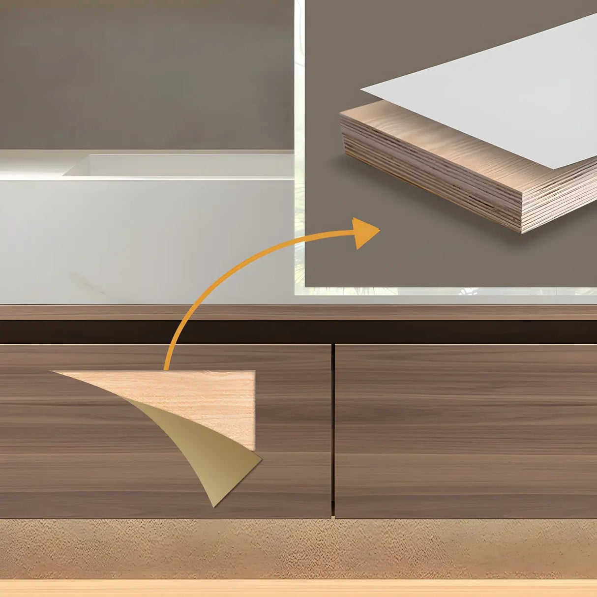 Spacious Wall Mounted Modern Stone Top Sink Bathroom Vanity Image - 10