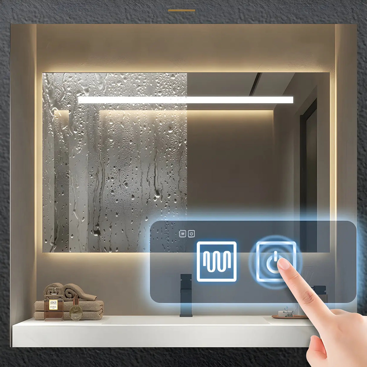 Spacious Wall Mounted Modern Stone Top Sink Bathroom Vanity Image - 8