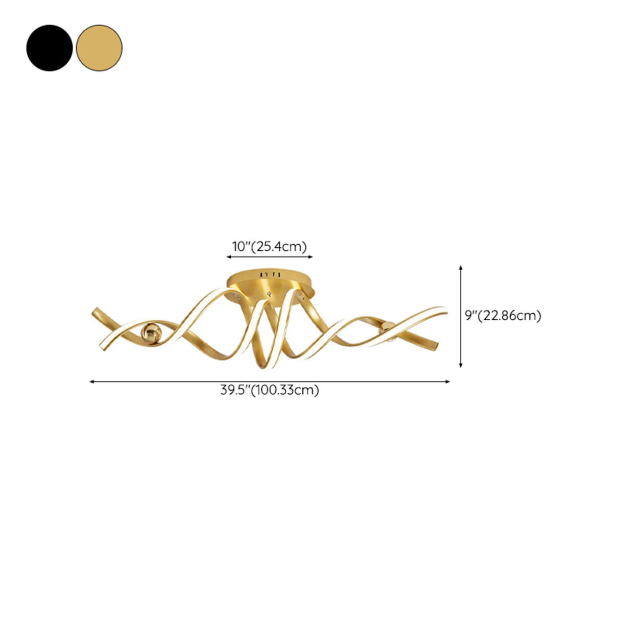 Spiral Strip Semi-Flush Mount Lamp 2 Lights Living Room