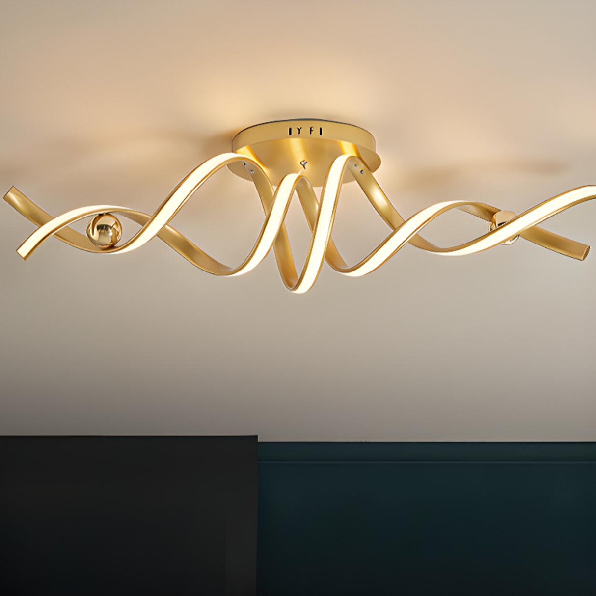 Spiral Strip Semi-Flush Mount Lamp 2 Lights Living Room Image - 3