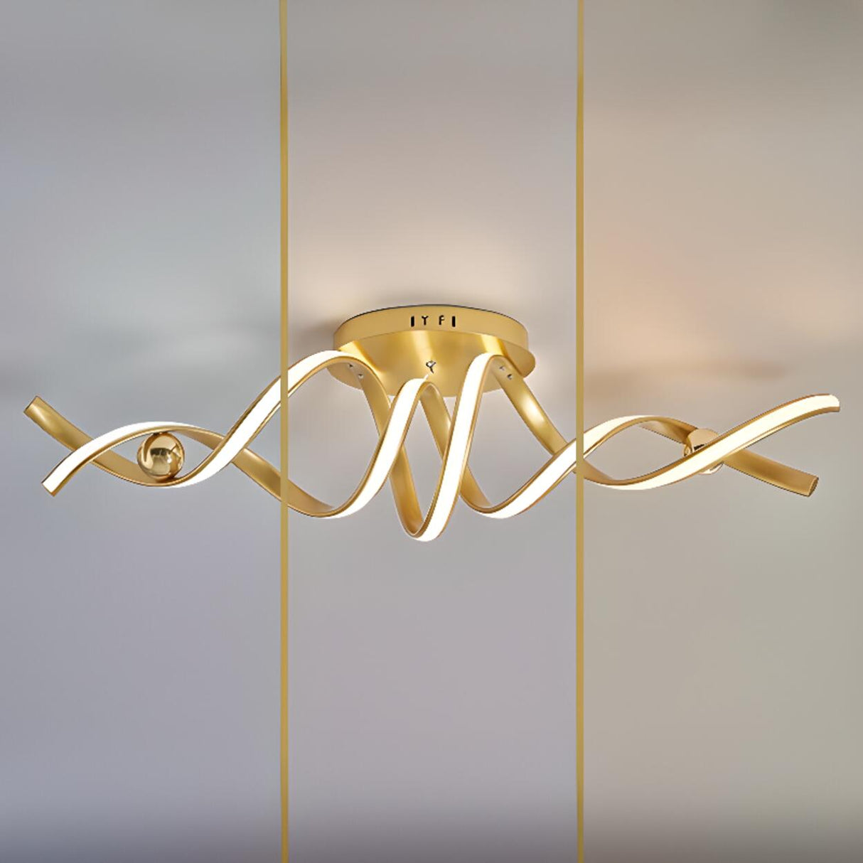 Spiral Strip Semi-Flush Mount Lamp 2 Lights Living Room Image - 4