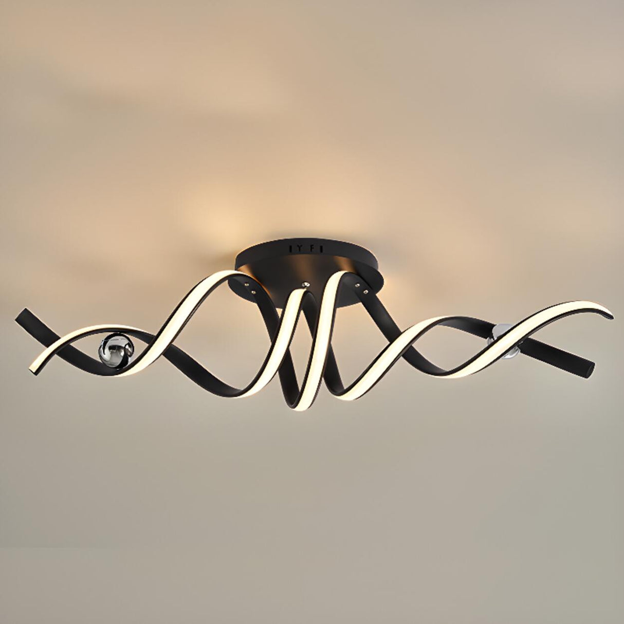 Spiral Strip Semi-Flush Mount Lamp 2 Lights Living Room Image - 6